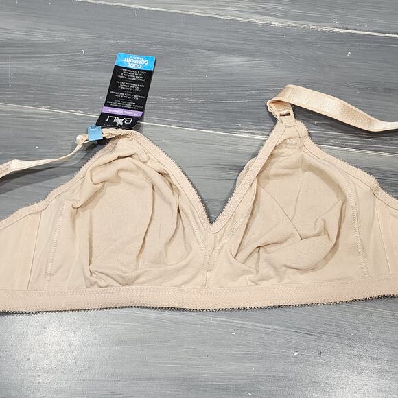 Bali Wire Free Bra 40C Double Support Cotton Style 3036 Beige FLAW - Picture 8 of 11